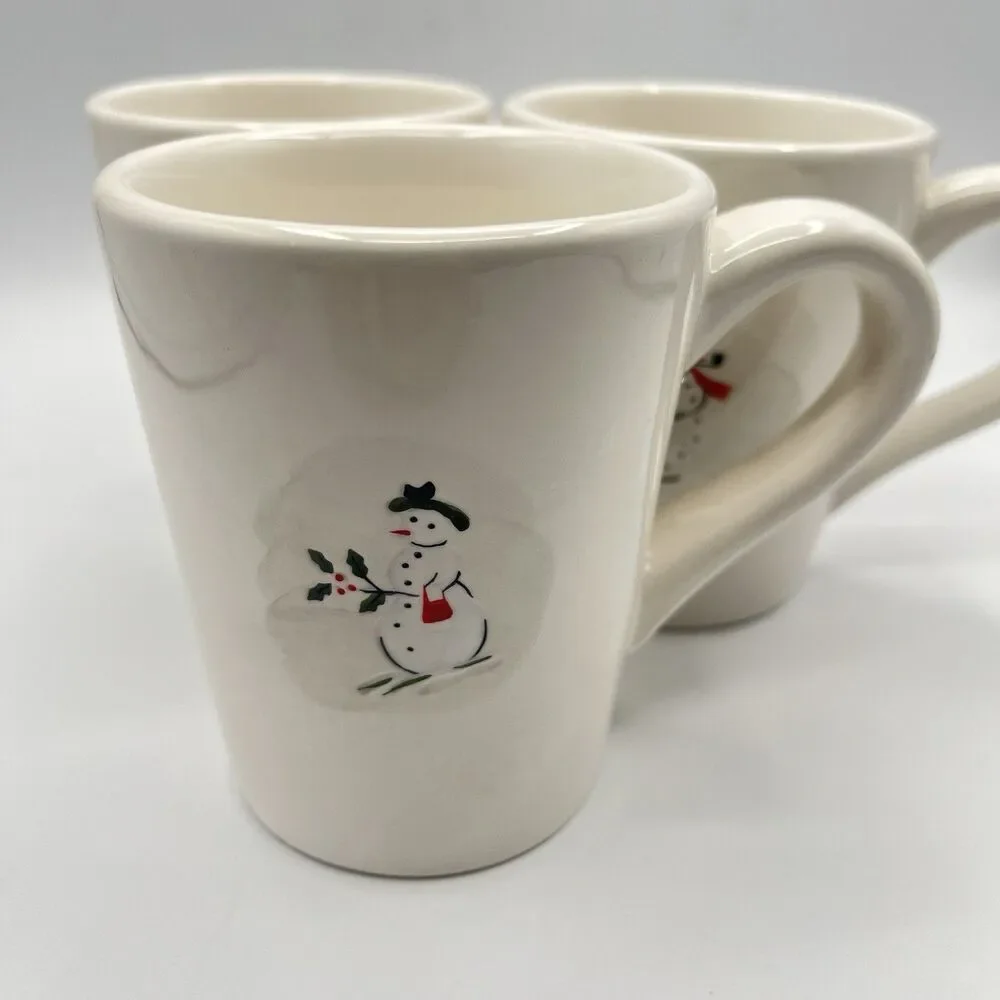 Coffee Mugs Christmas Winter Williams Sonoma Snowman Hot Cocoa Mugs Set of 3